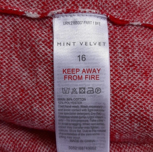 Mint Velvet Scarlett Jacquard Knit Animal Print Jumper Size 16 Red Silver White - Picture 8 of 9